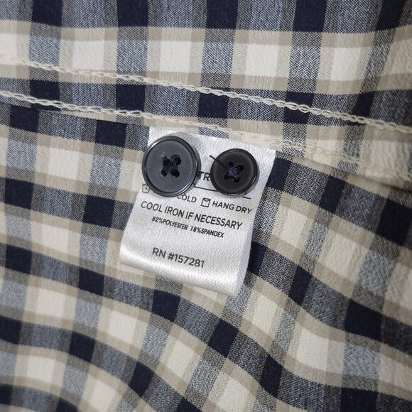 Mizzen+Main Performance Shirt Men XL Trim Blue Leeward Plaid Stretch Button Down - Picture 8 of 9